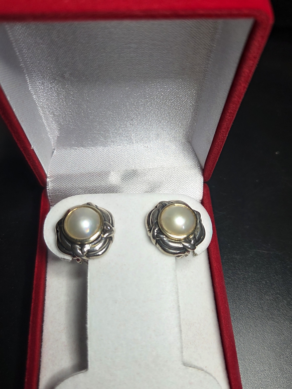 14k Yellow Gold Ans Sterling Silver Stud Earrings